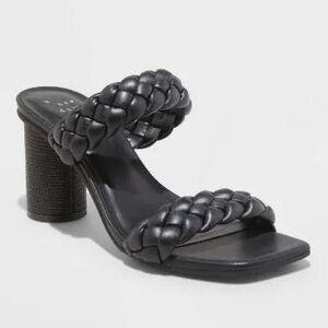 A New Day Black Braided Heeled Mules